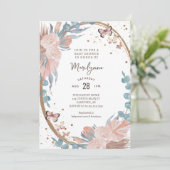 Boho Baby Shower Bloemen Vlinder Kaart (Staand voorkant)