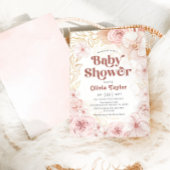 Boho Baby shower Blush Pink Floral Kaart