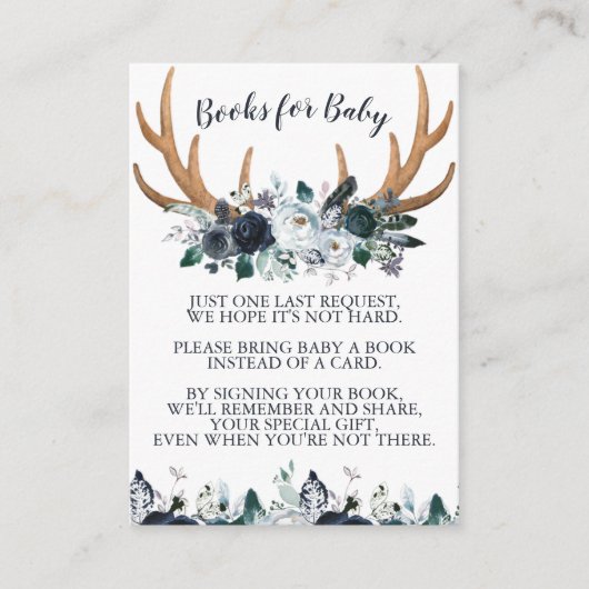 Boho Baby shower Books for Baby Insert Card Informatiekaartje (Voorkant)