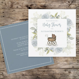 Boho Baby Shower Botanische Bloemige Vintage Koets Kaart