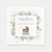 Boho Baby shower Botanische Floral Carriage Servet (Voorkant)