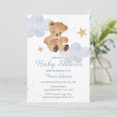 BOHO Baby shower Boy | Beer en wolken Kaart (Staand voorkant)