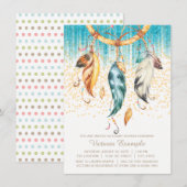Boho Baby shower Boy Girl Dream Catcher Invitation Kaart (Voorkant / Achterkant)
