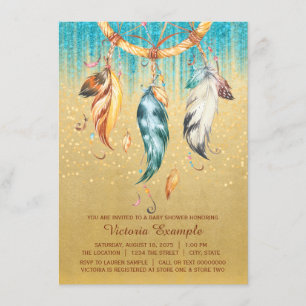 Boho Baby shower Boy Girl Tribal Dream Catcher Kaart