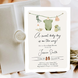 Boho Baby shower Boy Op de Weg Kleding Rustiek Kaart