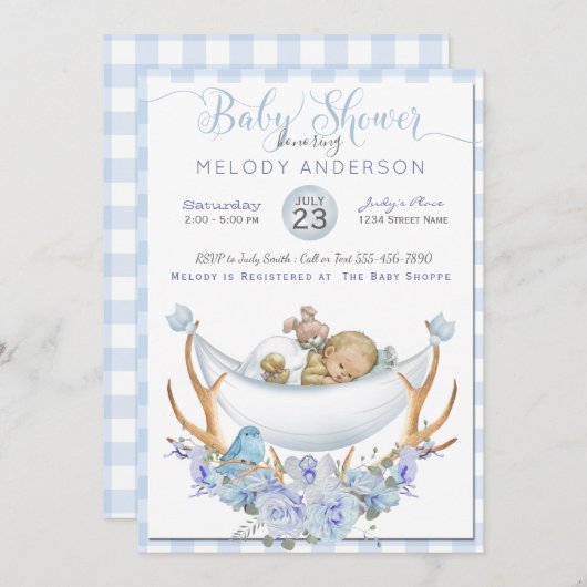 BOHO Baby shower Boys Hammock Baby Kaart (Voorkant / Achterkant)