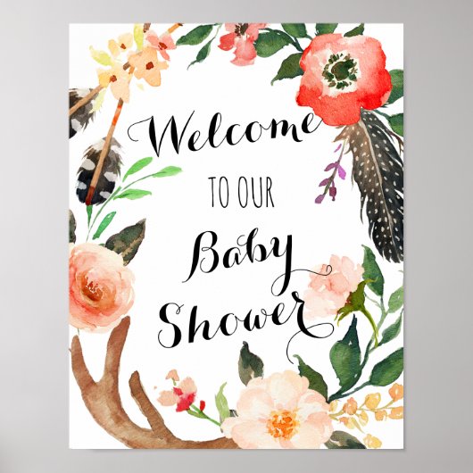 Boho Baby shower, bruiloftsfeest poster, banner Poster (Voorkant)