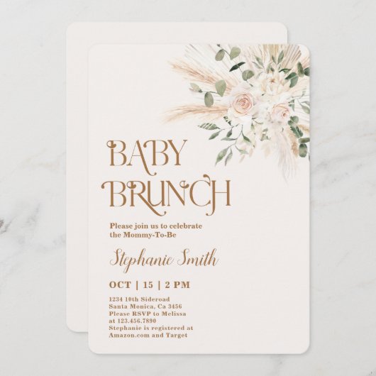 Boho Baby shower Brunch Uitnodiging (Voorkant / Achterkant)