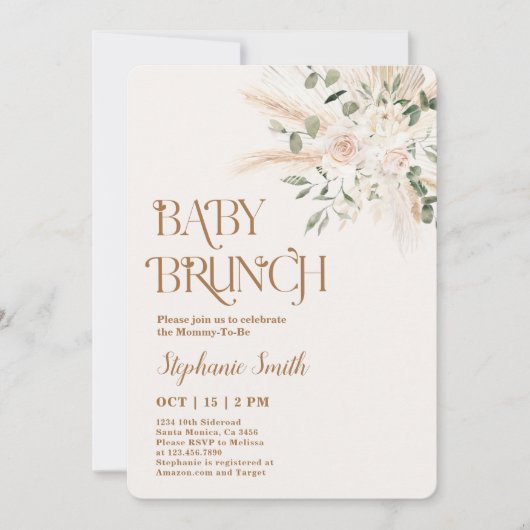 Boho Baby shower Brunch Uitnodiging (Voorkant)