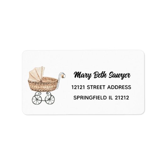 Boho Baby shower  Buggy Adres Etiket (Voorkant)