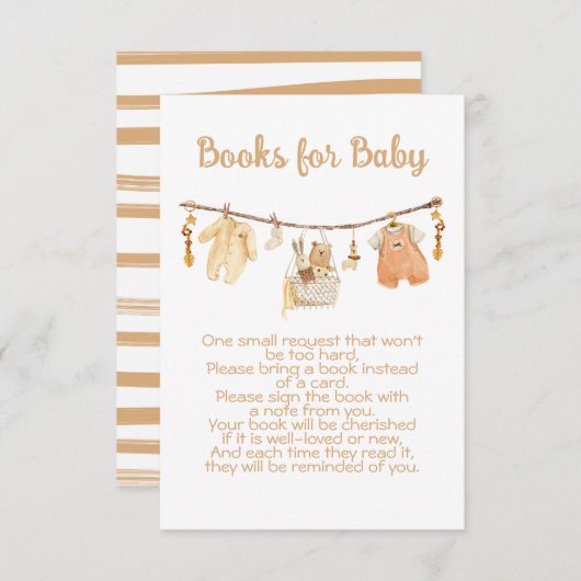 Boho Baby shower Clothesline Breng een boek Kaart (Voorkant / Achterkant)