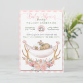BOHO Baby shower Coral Hammock Antlers Floral Kaart (Staand voorkant)