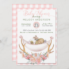 BOHO Baby shower Coral Hammock Antlers Floral Kaart