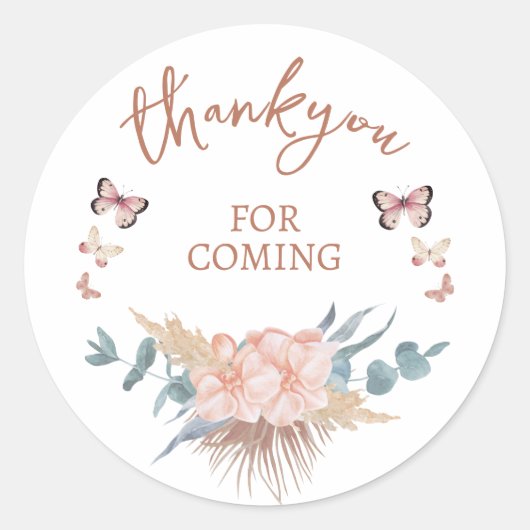 Boho Baby Shower Dank Je Ronde Sticker (Voorkant)