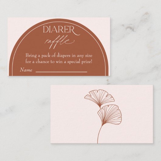 Boho Baby shower Diaper Raffle Informatiekaartje (Voorkant / Achterkant)