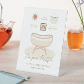 Boho Baby shower Diaper Raffle Nursery Reclamebord Met Voetstuk (Insitu)