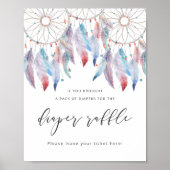 Boho Baby shower Diaper Raffle Sign Dreamweaver Poster (Voorkant)