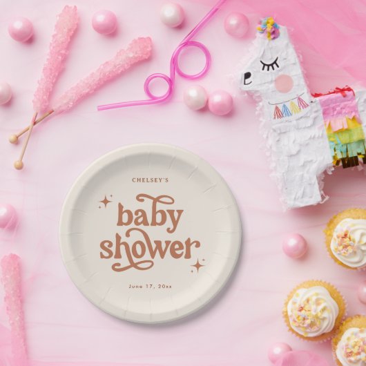 Boho Baby shower Earth Tone Baby shower Papieren Bordje (Feest)