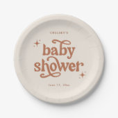 Boho Baby shower Earth Tone Baby shower Papieren Bordje (Voorkant)
