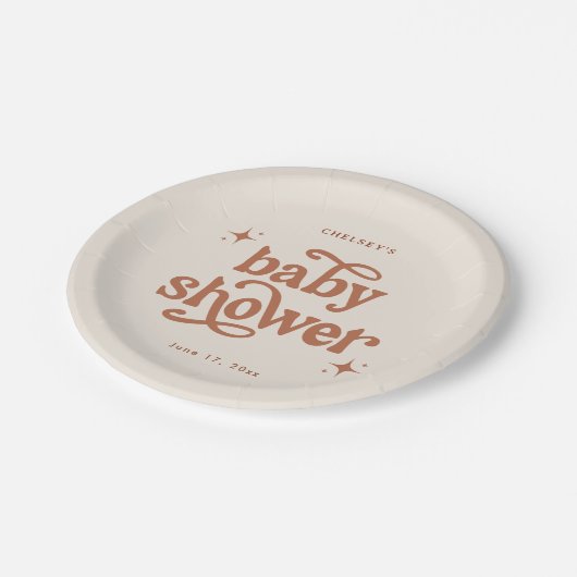 Boho Baby shower Earth Tone Baby shower Papieren Bordje (Gekanteld)