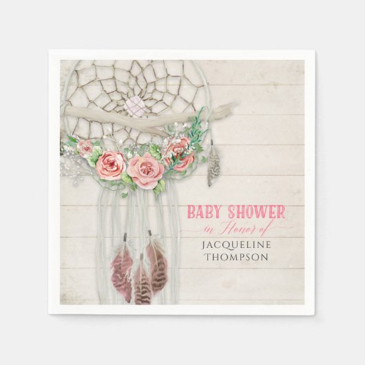 BOHO Baby shower Feathers Dream Catcher Macrame Servet (Voorkant)