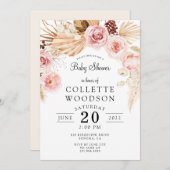 Boho Baby shower Floral Blush Pink Cream Kaart (Voorkant / Achterkant)