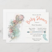 Boho baby shower floreveer hand-zuiger kaart (Voorkant / Achterkant)