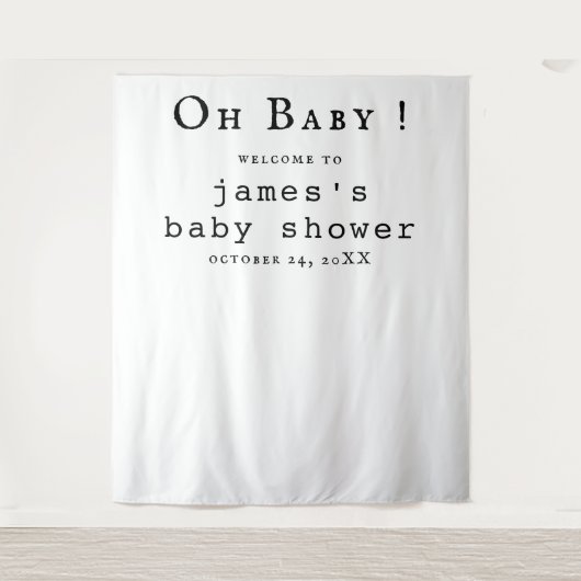 Boho Baby Shower Fotobackdrop Wandkleed (Voorkant)