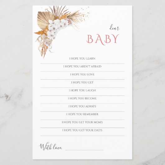 Boho Baby shower Game Beste Baby Kaart (Voorkant)
