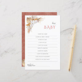 Boho Baby shower Game Beste Baby Kaart