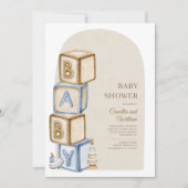 Boho-Baby shower, genderneutraal, letterblokken Kaart (Voorkant)