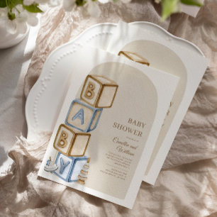 Boho-Baby shower, genderneutraal, letterblokken Kaart