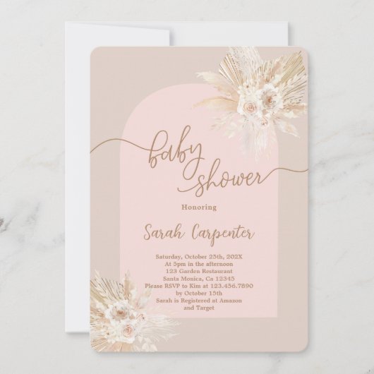 Boho Baby shower Girl Invitation Kaart (Voorkant)