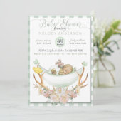 BOHO Baby shower Green Hammock Antler met Rozen Kaart (Staand voorkant)
