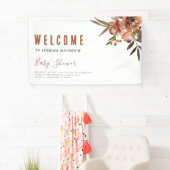 Boho Baby shower groen rustiek Schattig Spandoek (Insitu)