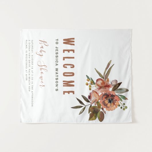 Boho Baby Shower Groene Rustieke Aandoenlijke Wandkleed (Voorkant (horizontaal))