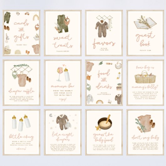 Boho Baby shower Guest Book Sign Poster