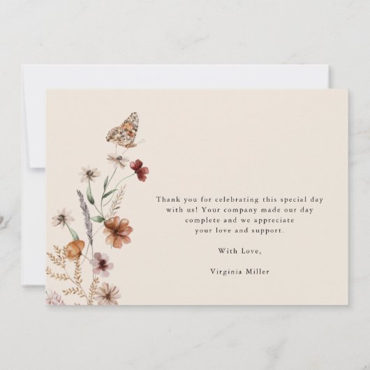 Boho Baby shower Hartelijk dank Bedankkaart (Achterkant)