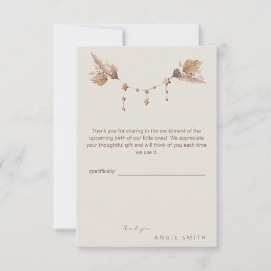 Boho Baby shower Hartelijk dank Bedankkaart (Voorkant)