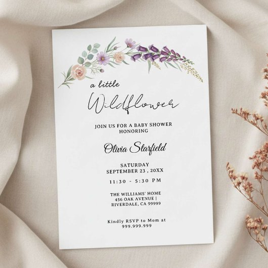 Boho Baby Shower Invitation Card Floral Watercolor Kaart