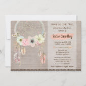 Boho Baby shower Invitation, Dreamcatcher Rustic Kaart (Voorkant)