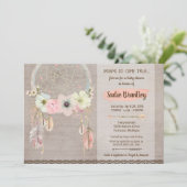 Boho Baby shower Invitation, Dreamcatcher Rustic Kaart (Staand voorkant)