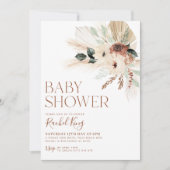 Boho Baby shower Invitation Floral Greenery Rustic Kaart (Voorkant)