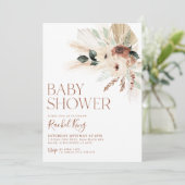 Boho Baby shower Invitation Floral Greenery Rustic Kaart (Staand voorkant)