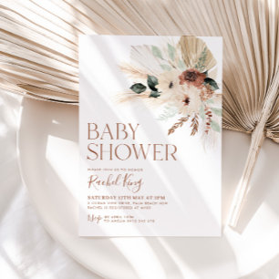 Boho Baby shower Invitation Floral Greenery Rustic Kaart