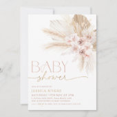 Boho Baby shower Invitation Floral Pink Kaart (Voorkant)