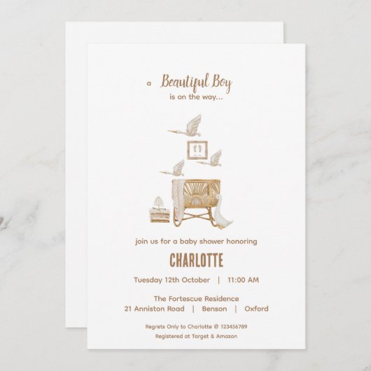 Boho Baby shower Invitation Kaart (Voorkant / Achterkant)