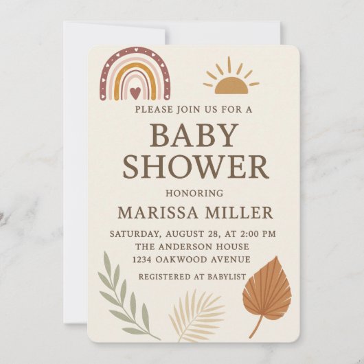 Boho Baby Shower Invitation Kaart (Voorkant)