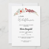 Boho Baby Shower Invitation red floral watercolor Kaart (Voorkant)