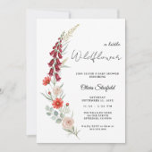 Boho Baby Shower Invitation red floral watercolor Kaart (Voorkant)